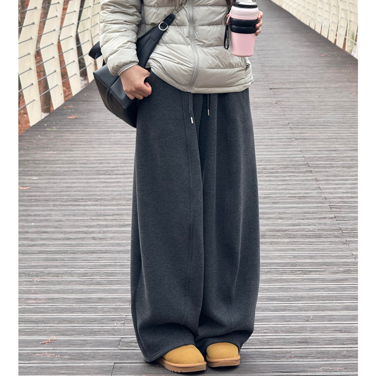 加绒加厚直筒休闲裤女大码秋冬胖mm宽松显瘦慵懒感运动弯刀阔腿裤,女装/女士精品,大码裤装,淘宝优惠券,粉丝福利购,淘宝优惠卷