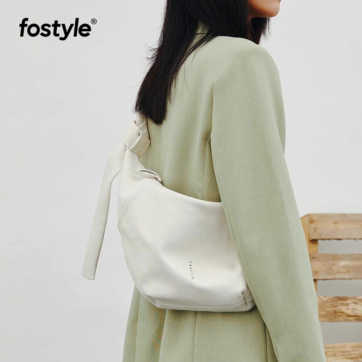 fostyle®正品banana饺子包大号休闲软牛皮单肩斜挎大容量香蕉包