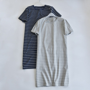 短袖 95%棉无印睡裙女夏纯棉薄款 家居服全棉舒适侧开叉裙子可外穿