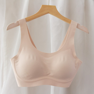 裸感乳胶内衣薄款无钢圈光面无痕睡眠胸罩舒适运动背心式聚拢文胸