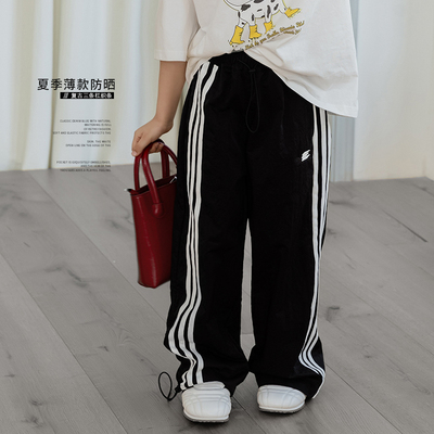 女童裤子夏季新款儿童韩版时髦薄款侧条纹长款休闲裤运动裤潮