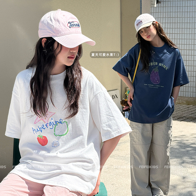 女童巨好看t恤短袖2026新款韩系趣味印花短袖青少年洋气休闲上衣