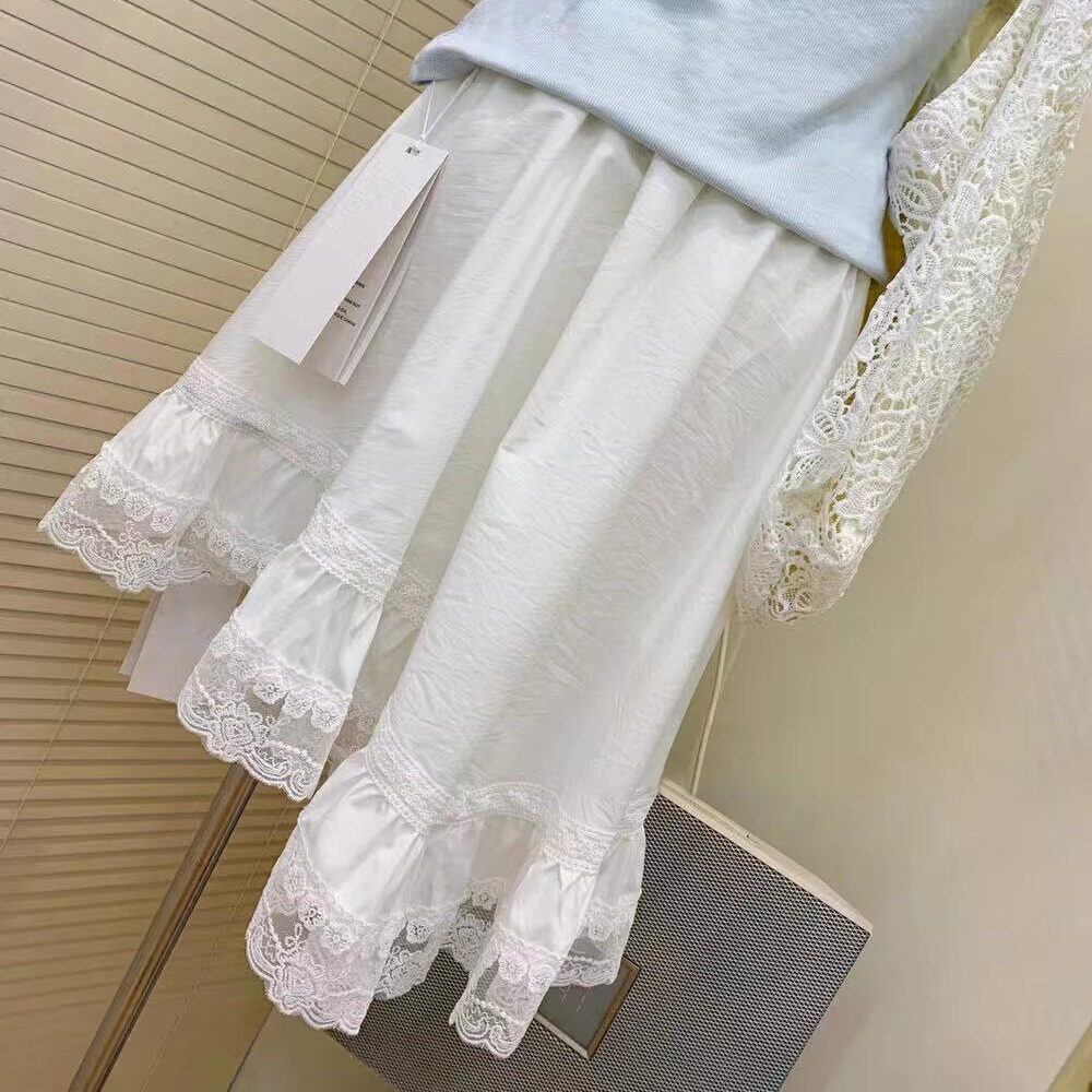 2025春季白色不规则A字裙半身裙五分裙裙子时尚显瘦欧货松紧腰416