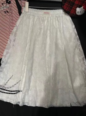 2025春季五分蕾丝A字裙时尚松紧腰高腰遮肉松紧腰半身裙中裙潮444