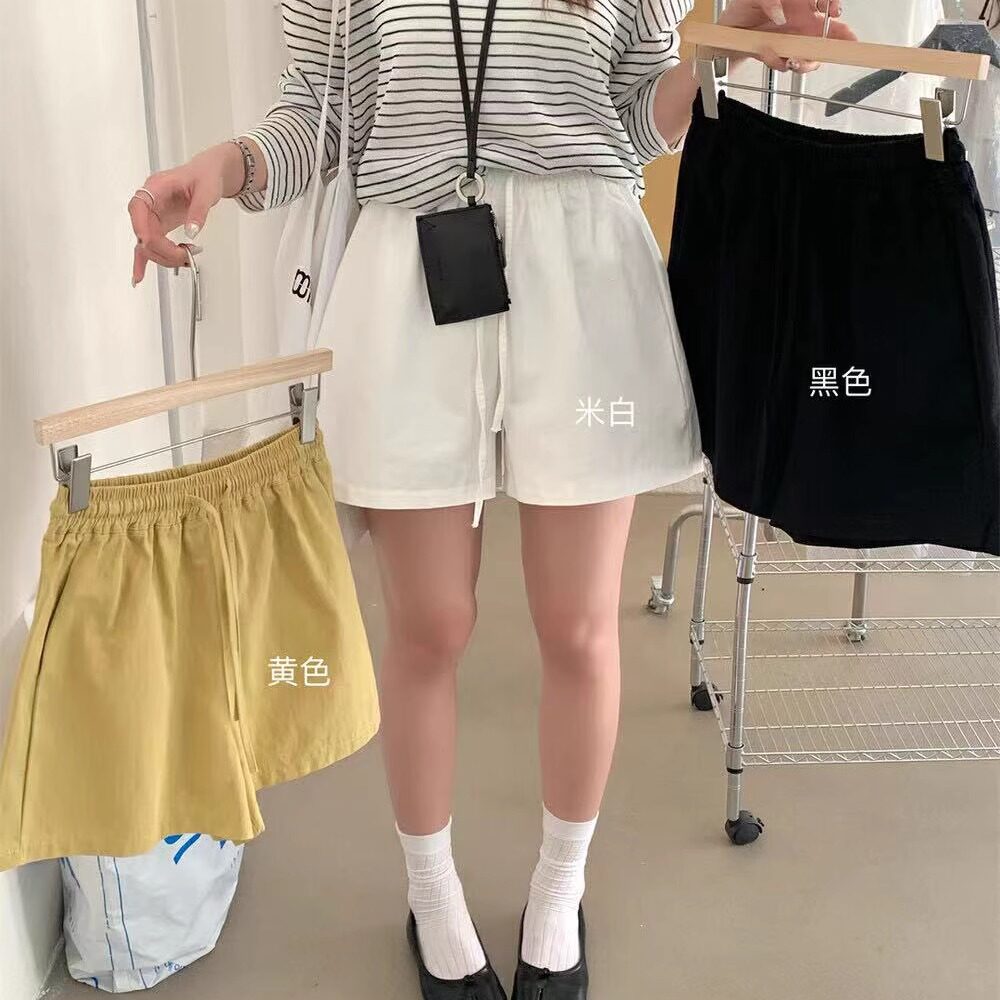 2025春纯色抽绳棉质短裤裤子