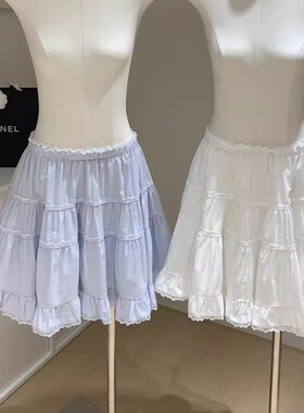 2025春白色浅蓝色个性腰短裙蛋糕裙裙子女时尚质感半身裙潮流142