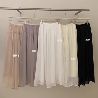 2025春季珠光纱A字裙松紧腰