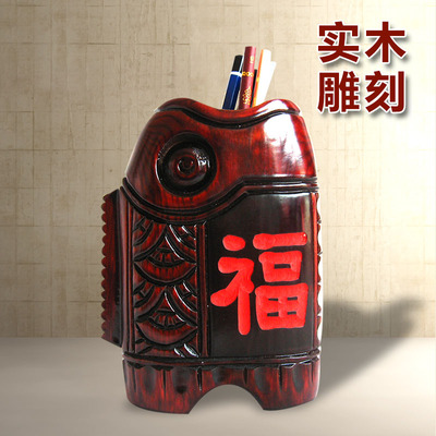 毛笔艺术实木质笔筒古风创意红木清仓个性时尚学生中国风木制礼品