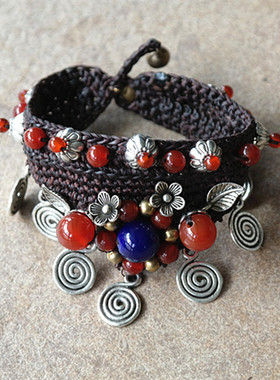 原创民族风手链泰国手工编制琉璃