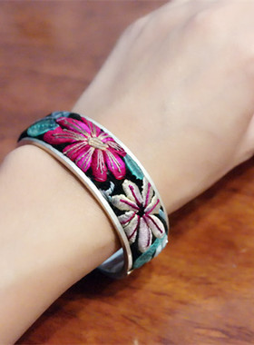 纯手工老绣片苗银复古民族风格