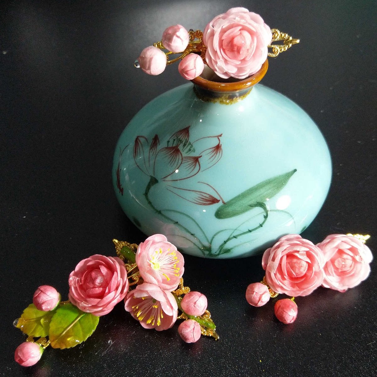 [扬州通草花](现货帖1)  发夹配饰发簪饰品热缩花通草堆画缠花