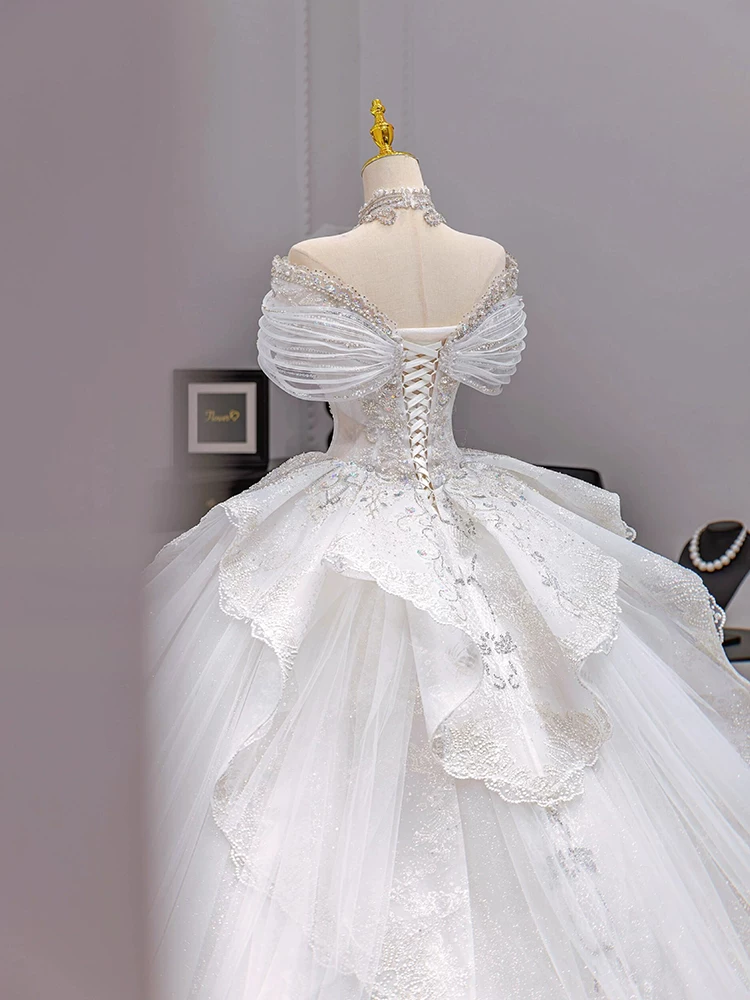Wedding dress, open shoulders, high-end