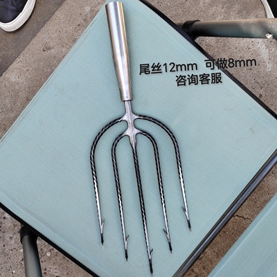 鱼叉头不锈钢鱼叉纯手工倒刺钢叉鱼神器叉鱼5齿尖排叉灯笼叉
