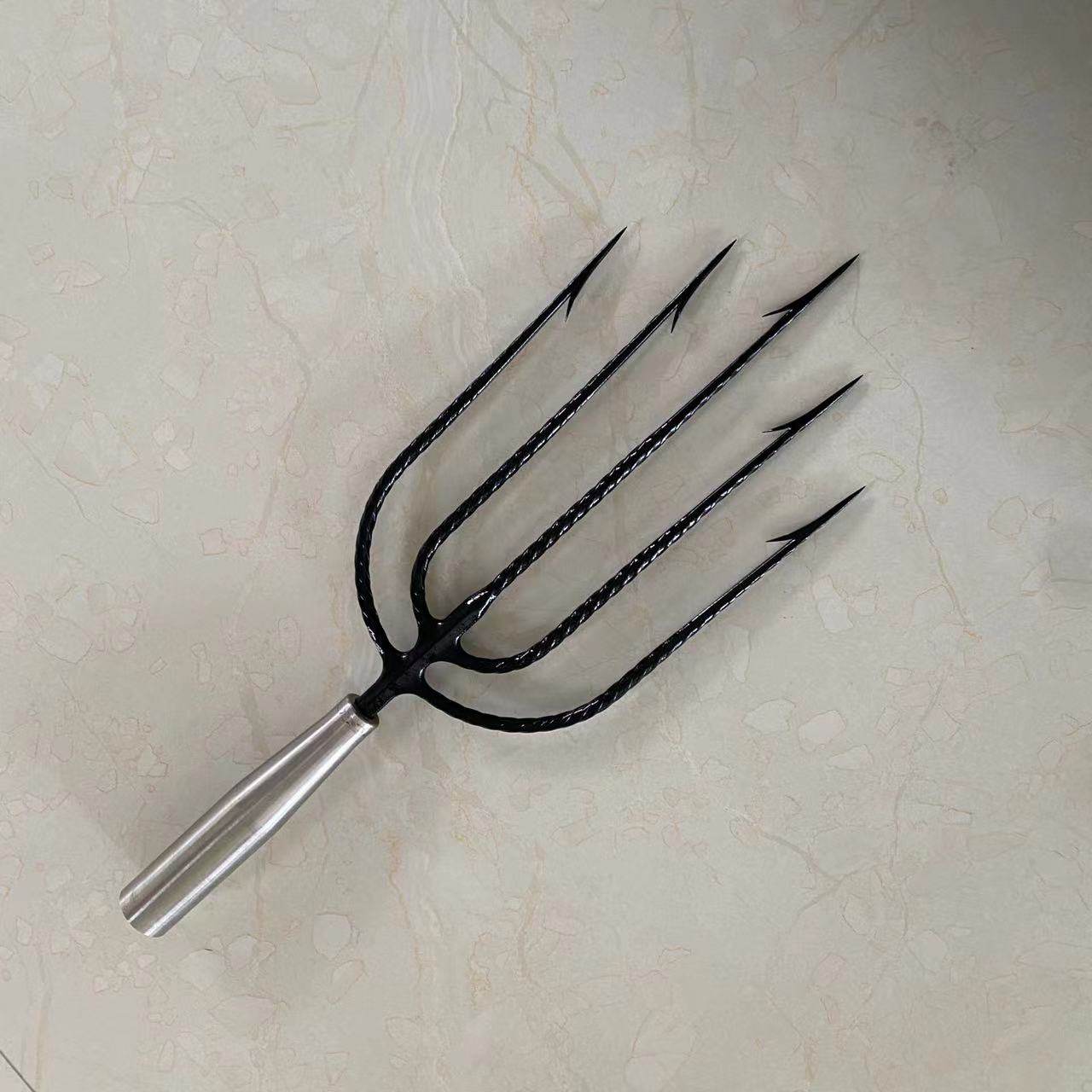 鱼叉头不锈钢鱼叉纯手工倒刺钢叉鱼神器叉鱼5齿尖排叉灯笼叉