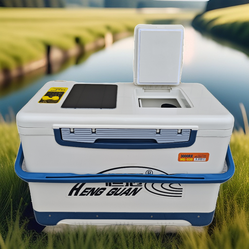 钓鱼装备恒冠钓箱太阳能充电增氧活鱼活饵打养钓箱
