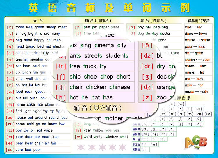 初中少儿英语拼读规则标示贴纸
