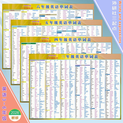 中小学外研社英语单词高清墙贴图