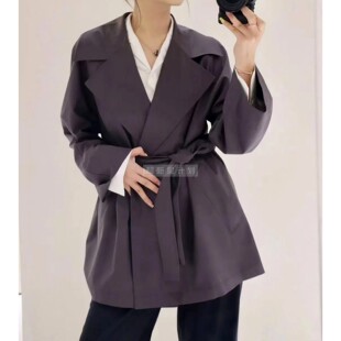 纯原同柜品质IC小禾女装露珠系列2025秋新款薄丝毛精纺色织风衣