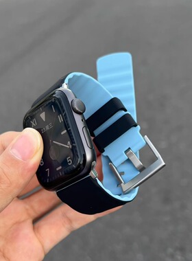 新款硅胶适用苹果手表iwatchS10表带s9876ultra2双色oppo小米24mm