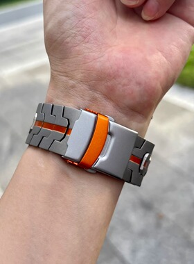 适用苹果手表iwatch纯钛合金s987654超轻ultra金属表带钢铁侠se2
