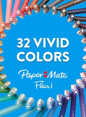 包邮 美国PaperMate缤乐美Flair Felt Tip美术绘画水彩笔6 12色装