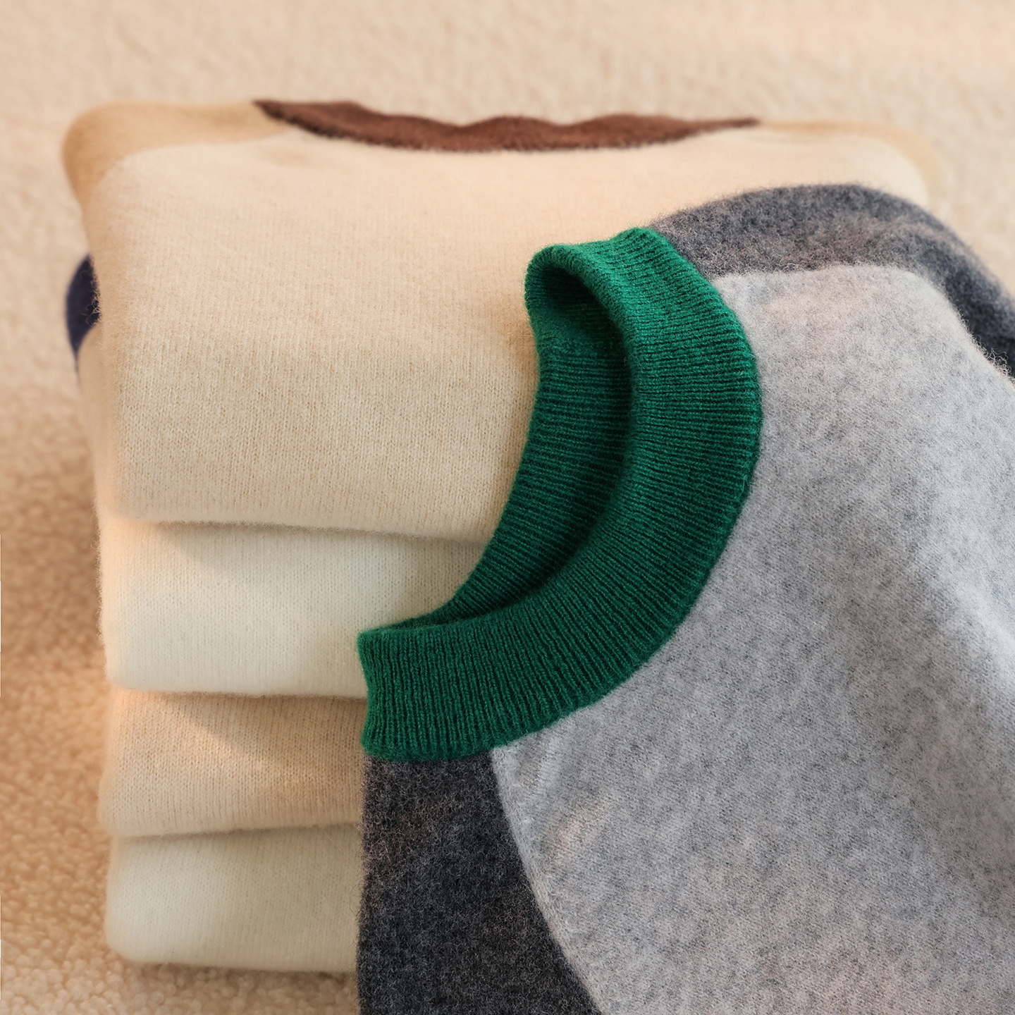 秋冬款儿童毛衣半高圆领100%羊毛衫男孩女童百搭羊绒衫针织羊毛衫