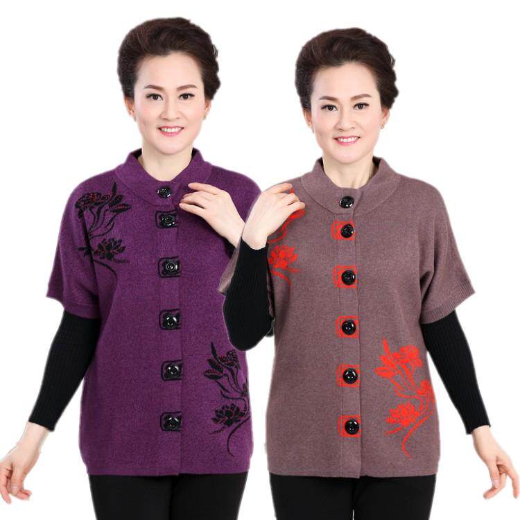 羊毛护肩坎肩秋冬款中老年开背针织马夹女妈妈装毛衫短袖开衫外套