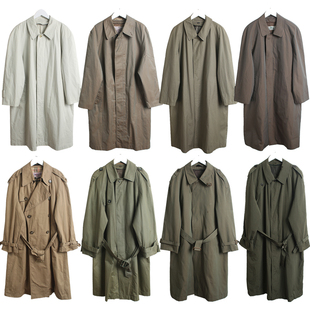 日制古着vintage复古厚风衣孤品oversize单排扣中长款 外套F11