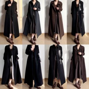 日制古着Vintage复古羊毛大衣尖货宽松气质中长款 毛呢外套R12