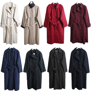 美产古着vintage复古大衣双排扣外套伦敦fog斜纹棉战壕风衣L43