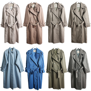 美产古着vintage复古大衣双排扣伦敦fog斜纹棉战壕风衣L104 105