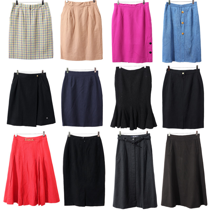 日制古着vintage复古糖果色纯色包臀裙孤品尖货羊毛半身裙冬季013