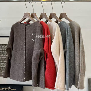 女衫 长袖 针织 毛针织衫 「阿董外贸」简约高级感慵懒宽松羊仔毛开衫