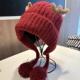 圣诞红鹿角加绒护耳针织帽子户外韩版 可爱包头帽东北滑雪帽显脸小