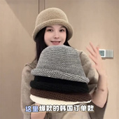 时尚 韩版 百搭显脸小针织渔夫帽女卷边不规则前长后短盆帽秋冬新款