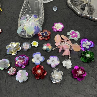 韩国新款鞋花果冻鞋配饰洞洞鞋水晶鞋装饰亮片花朵款鞋扣可撤销扣