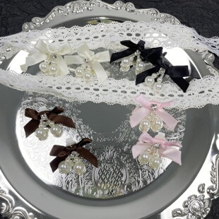 韩版甜美丝带水钻珍珠小蝴蝶结鞋带扣适配阿甘鞋波鞋流行鞋扣配饰