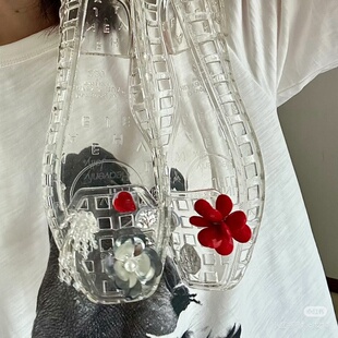heavenlyjelly韩国镂空水晶透明洞洞鞋配饰爱心红珠珍珠亮片鞋扣