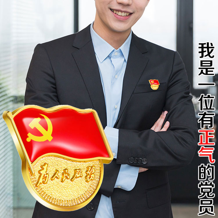 为人民服务党徽磁铁党微标准型胸徽高档别针党员胸章徽章磁吸铁石