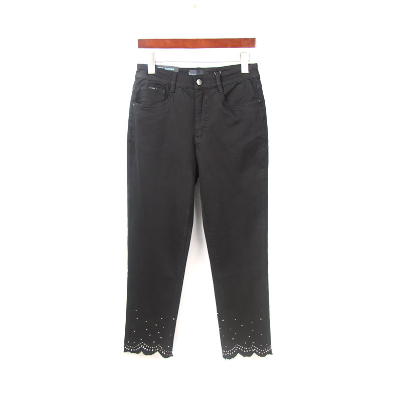 民族风黑色镶钻牛仔裤女