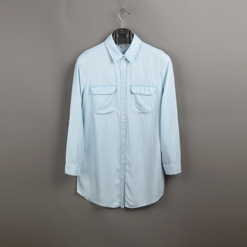 春夏薄款天丝牛仔衣外贸原单柔软