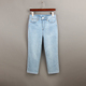 浅蓝色9分牛牛仔裤 女 外单200斤大码 春夏新款 高腰弹力显瘦直筒裤