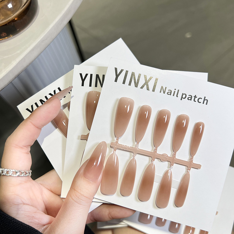 穿戴甲预制甲片焦糖可可腮咖色