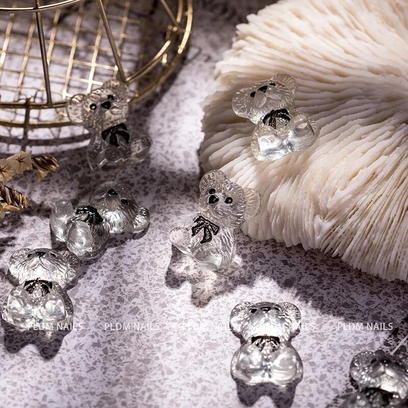 新款lz限定美甲饰品日韩冰透果冻熊指甲饰品装饰大尺寸奢华爆款