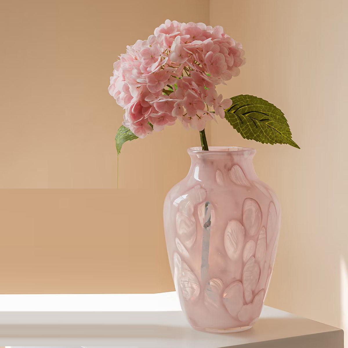 云雾粉琉璃花瓶中古风摆件客厅玄关插花餐桌水培鲜花玻璃花器