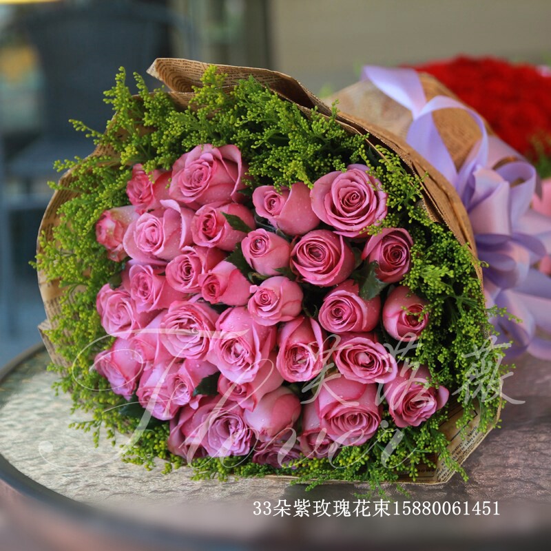 鲜花速递同城情人节生日福州滁州阜阳宿州巢湖花束紫玫瑰33朵d