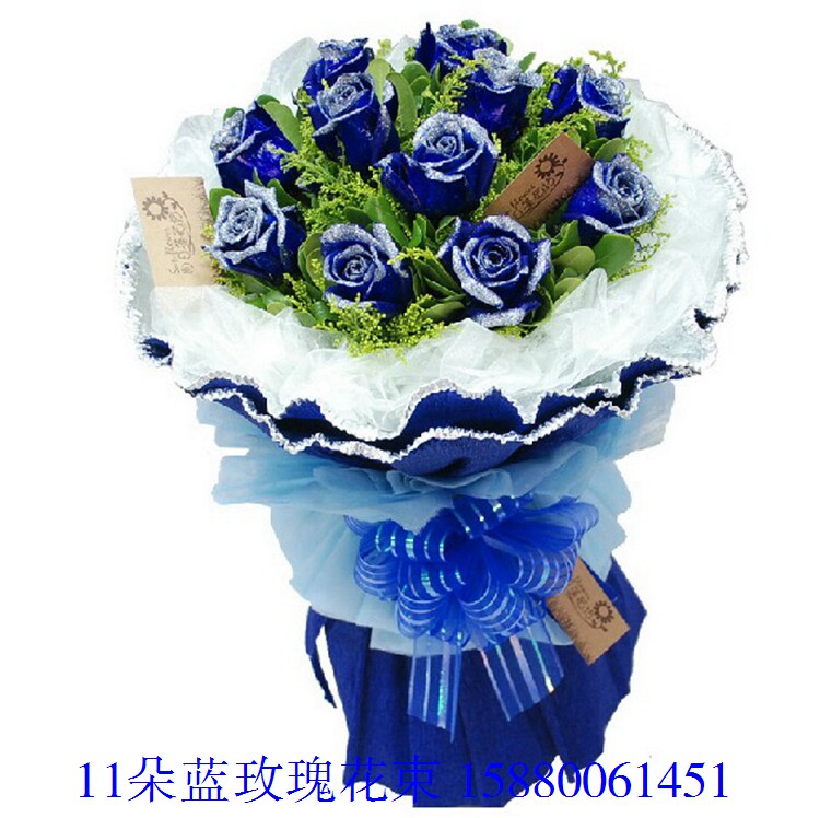 鲜花速递同城情人节生日福州桐城天长明光界首花束蓝玫瑰11枝u