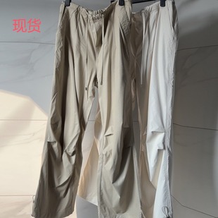 樊樊 早安 皮质伞兵工装裤轻薄涂层皮裤垮垮松弛感休闲裤女秋长裤