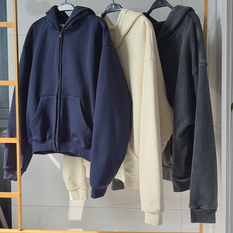 宽松双层/抓绒连帽卫衣外套