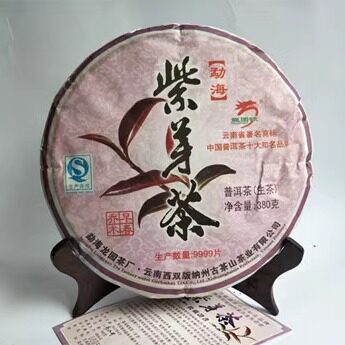 云南普洱茶2012年龙园号 紫芽茶380克勐海早春限量版陈年干仓生茶
